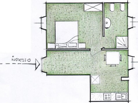 De lay-out van het appartement Salvia