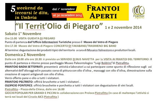  La locandina della manifestazione Il Territ'Olio di Piegaro in programma il 1^ ed il 2 Novembre 2014 